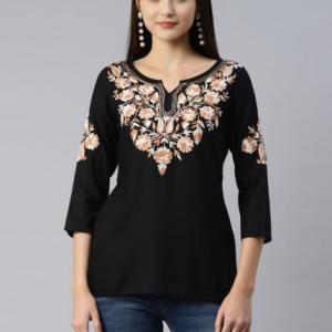Heer Kashmiri Black Kurti