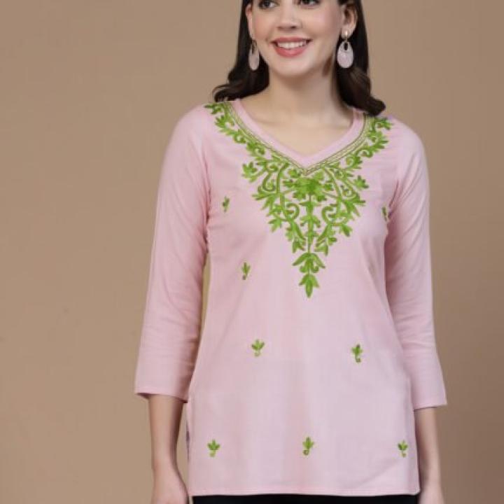 Falak Kashmiri Light Pink Kurti