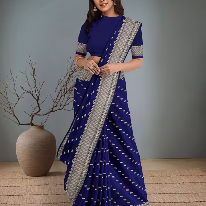 Women Satin Banarasi Saree with Resham Booti