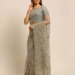Heavy Embroidered Net Saree