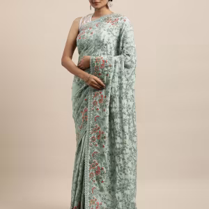 Floral Embroidered Traditional Saree