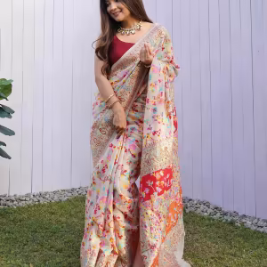 Floral Print Saree with Border