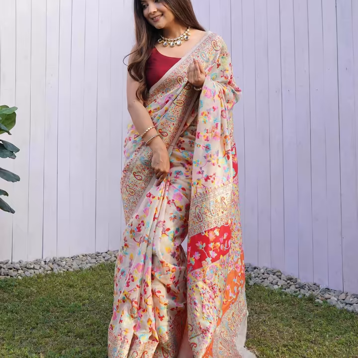 Floral Print Saree with Border