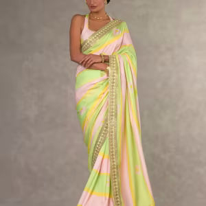 Floral Print Saree with Embroidered Border