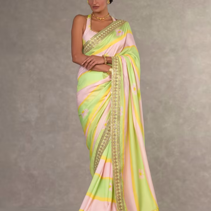 Floral Print Saree with Embroidered Border