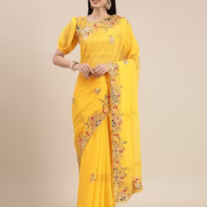 Women Embroidered Georgette Saree