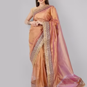 Women Saree with Embellished Lace Border