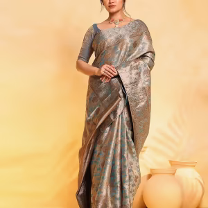 Women Zari Woven Saree with Tassels