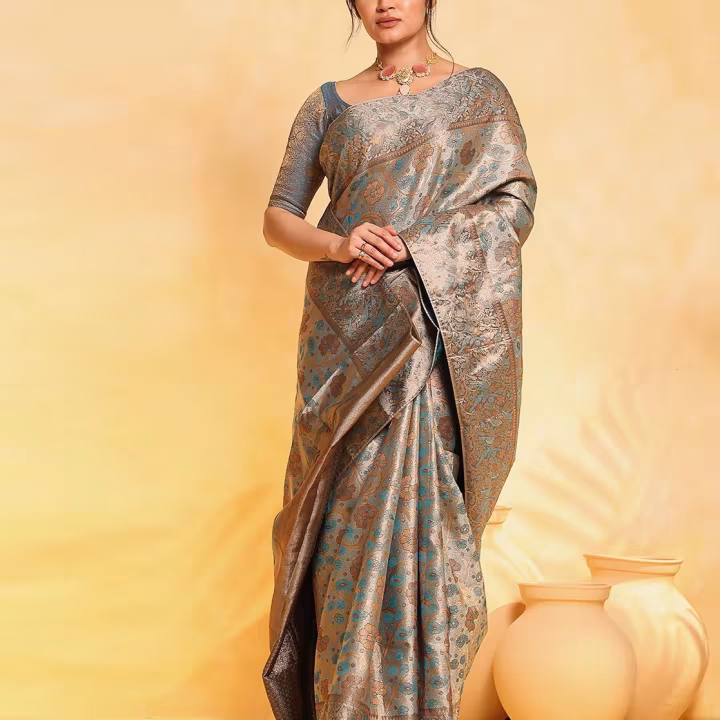 Women Zari Woven Saree with Tassels