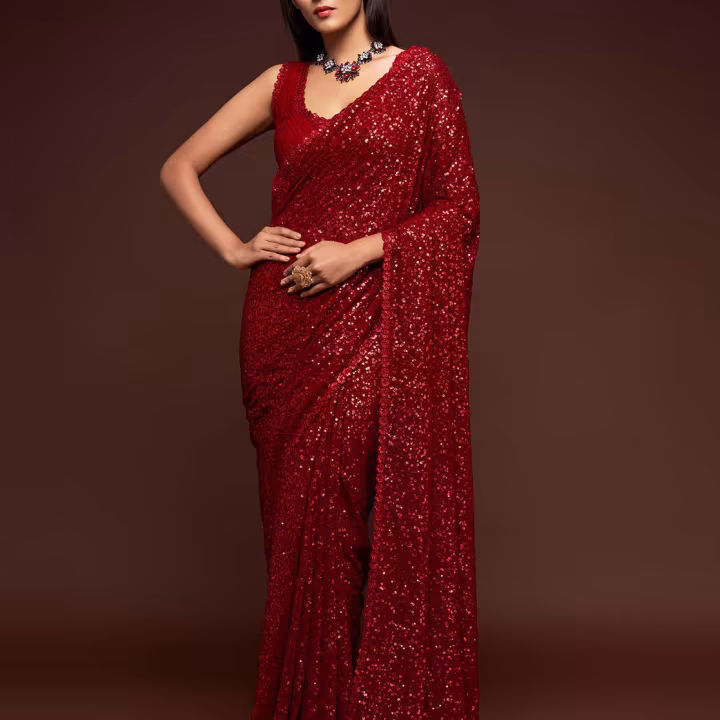Women Embellished Saree with Contrast Border