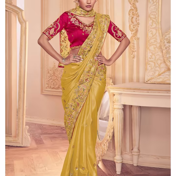 Women Georgette Embroidered Saree