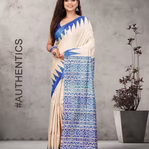 Handloom Handblock Printed Bhagalpur Tussar Saree