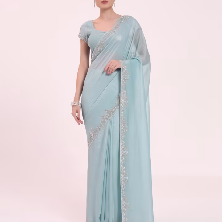 Women Embroidered Saree with Unstitched Blouse Piece