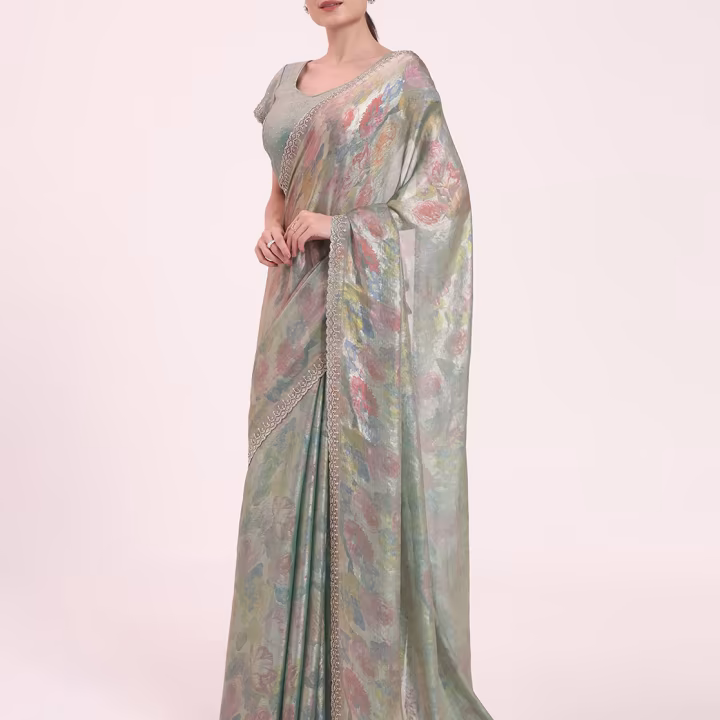 Organza Saree With Blouse Piece
