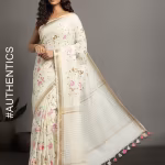Embroidered Hand Dyed Linen Silk Saree