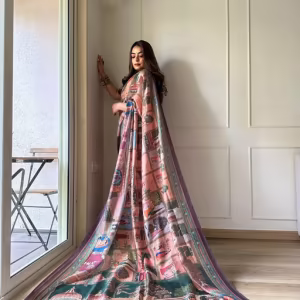 Anaya Mughal Multi-Color Palace Saree with Unstitched Blouse