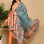 Women Embroidered Straight Kurta with Doriya Printed Dupatta (Set of 3)