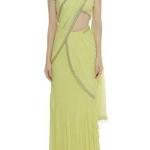 Saree Trends Women’s Faux Georgette ready to wear Frill saree with unstitched blouse