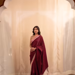 Burgundy Manikya Woven Saree with Unstitched Blouse