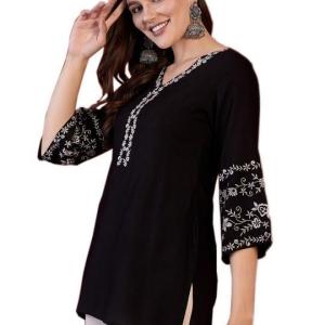 Short Kurti for Women | Indian Women’s Tunics Tops | Rayon Top with 3/4 Designer Sleeves | Kurta Shirt Top for Ladies