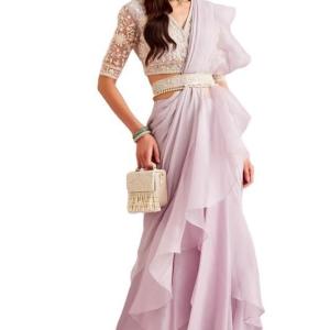 Women’s Woven Design Peacock Print Silk Blend Saree with Unstitched Blouse Piece