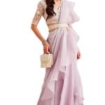 Women’s Woven Design Peacock Print Silk Blend Saree with Unstitched Blouse Piece