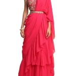 Women’s frill ruffle ready to wear saree for wedding mehandi party diwali haldi reception navratra gift