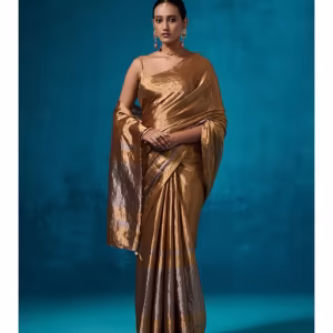 Handwoven Tissue Glass Beads Saree With Matching Unstitched Blouse