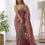 Floral Pattern Saree with Contrast Border