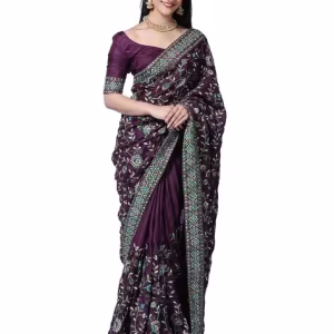 Embroidered Saree with Lace Border