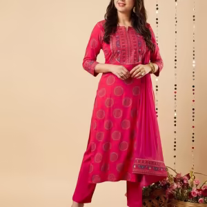 Women Floral Print Straight Kurta Suit Set