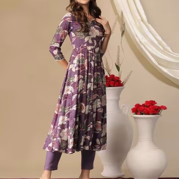 Women Floral Print Anarkali Kurta Set