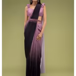 Java Plum Ombre Crafted In Crush Saree with A Fancy Stitched Blouse (Set of 3)