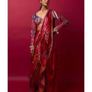 Multi-Color Pre Stitched Saree with Stitched Blouse