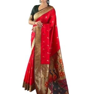 Women’s Paithani Silk Saree With Blouse Piece