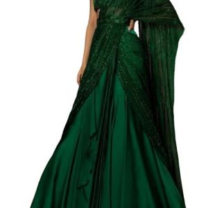 Women’s frill ruffle ready to wear saree for wedding mehandi party diwali haldi reception navratra gift.
