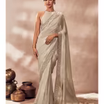 Ecru Gulaab Saree with Corest Stitched Blouse