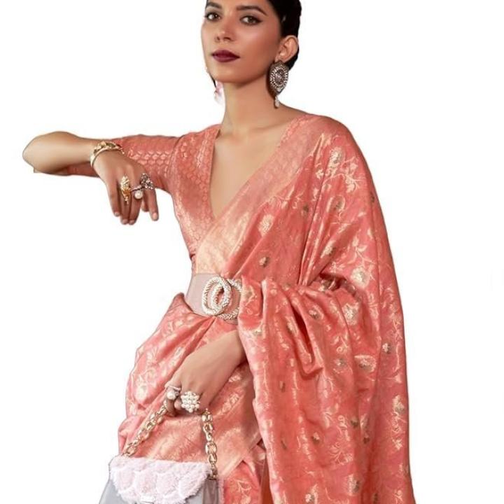 Women’s kanjivaram banarasi silk saree Zari Woven for festival Wedding silk with rich pallu Design sarees for women with Unstitched blouse piece