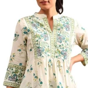 Womens Cotton Printed Anarkali Short Top Kurti