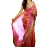 Women’s Tissue Embellished Lace Work Saree with Unstitched Blouse Piece