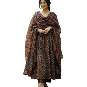 Women’s Viscose Printed Flared A-Line Kurta With Pant And Dupatta Suit Set | Kurta Set