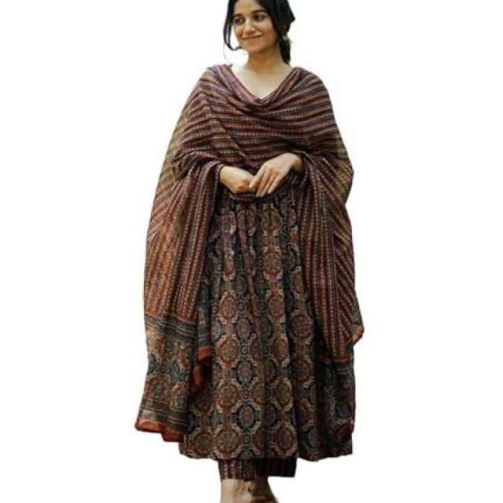 Women’s Viscose Printed Flared A-Line Kurta With Pant And Dupatta Suit Set | Kurta Set
