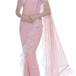 Saree Trends Women’s Faux Georgette ready to wear Frill saree with unstitched blouse