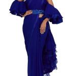 Saree Trends Women’s Faux Georgette ready to wear Frill saree with unstitched blouse