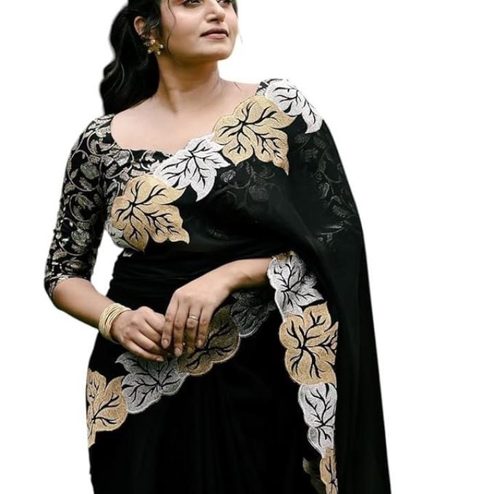 Women’s Chifon Floral Printed Saree With Unstiched Blouse Piece For Festival And Function.