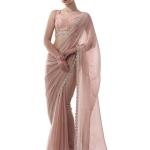 Women’s Chiffon All Over Fix Diamond & Lace Work Saree With Art Silk Matching Unstitched Blouse Piece