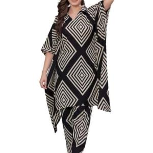 Rayon Women’s Printed Kaftan Kurta Pant Set