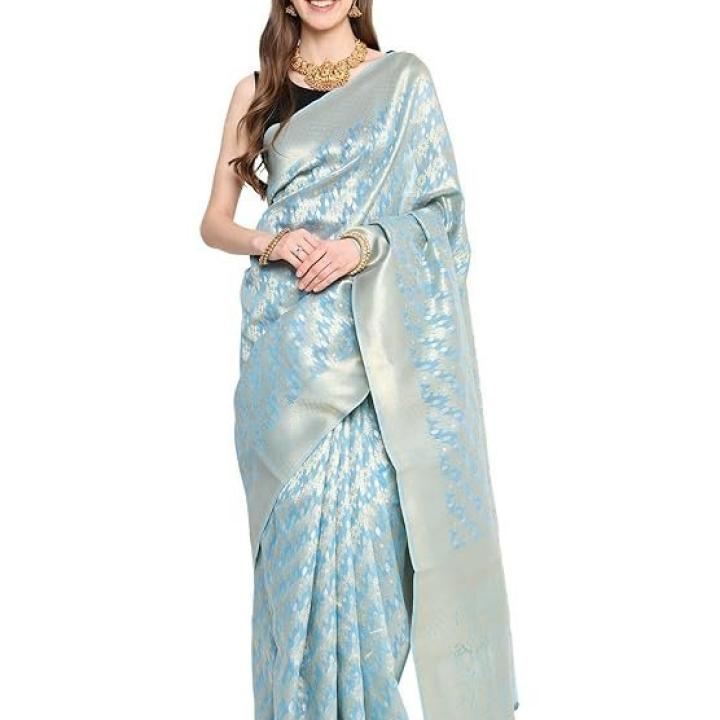 incredible sarees Katan Silk Tissue Banarasi Saree For Women (Free Size)