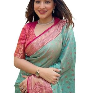 Women’s Kanjivaram Designer Soft Silk Sarees With Blouse Piece