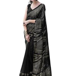 Women’s Georgette Sequence Work Saree with Unstitched Blouse Piece